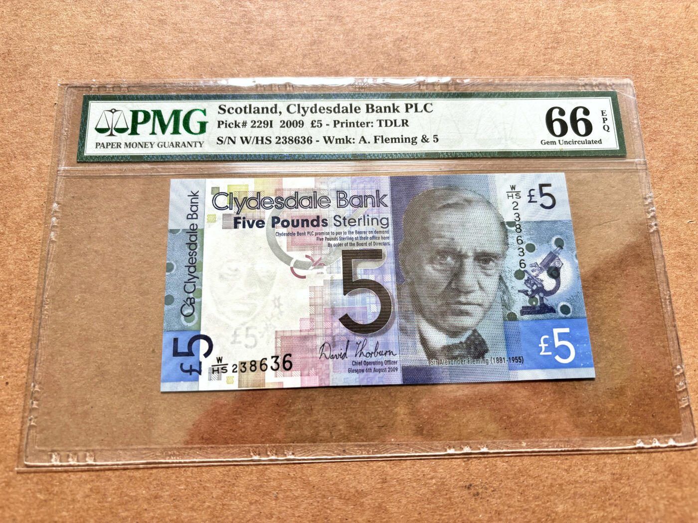 【Blue Auction】✨世界纸币精拍第503期【精】 【W/HS首发冠无47】苏格兰 2009年5镑 PMG66EPQ 