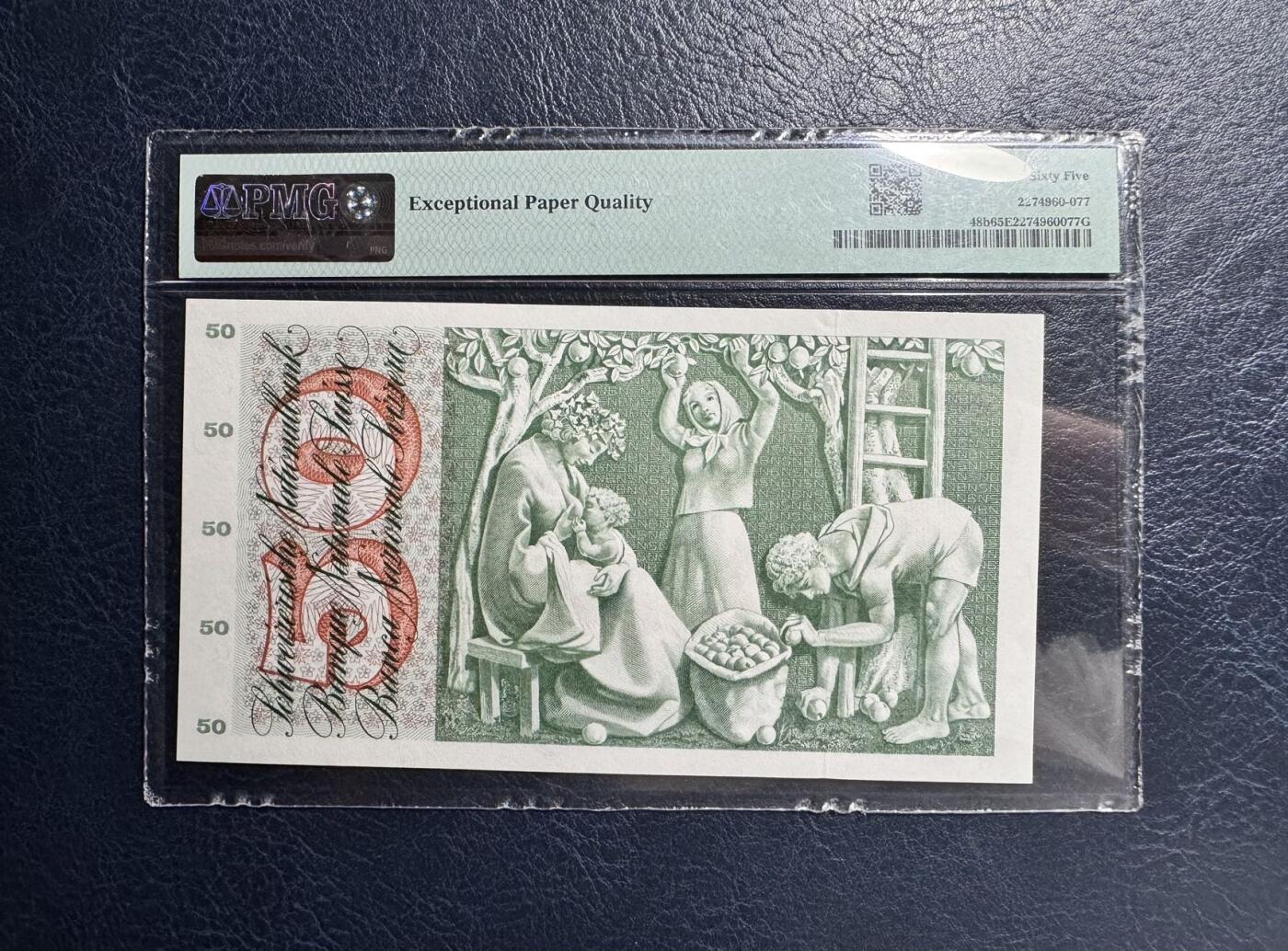 收藏联盟Quantum Auction 第360期拍卖  瑞士联邦1961年50法郎 PMG65 苹果乐园 稀少早期年份