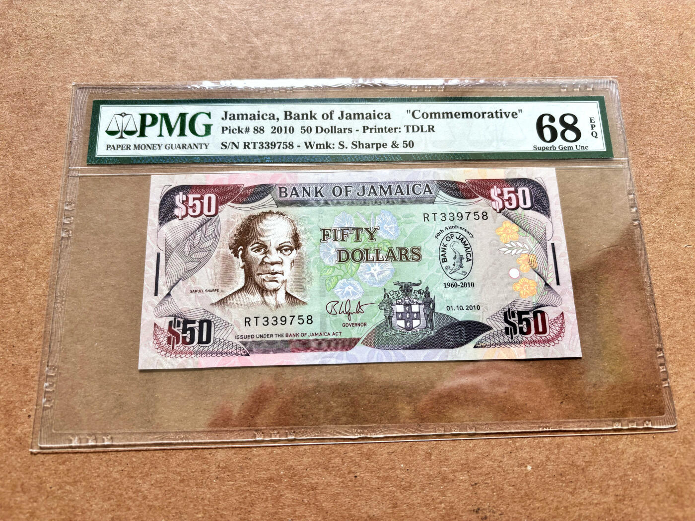 【Blue Auction】✨世界纸币精拍第503期【精】 牙买加 2010年50元 PMG68EPQ 超高分 纪念钞