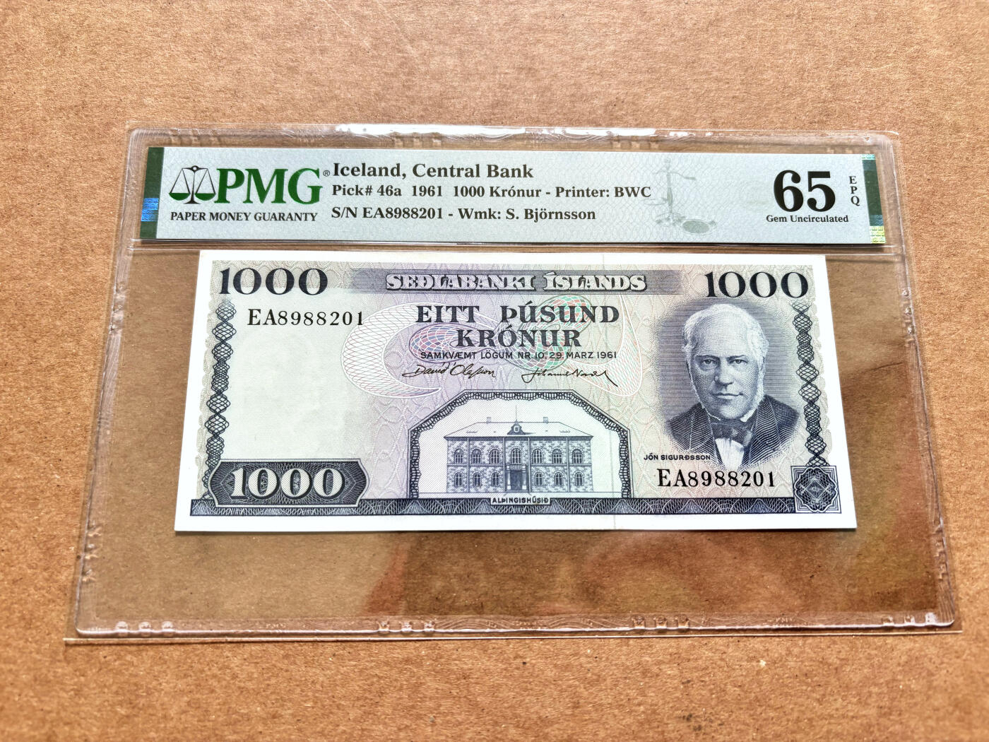 【Blue Auction】✨世界纸币精拍第503期【精】 【无47】冰岛 1961年1000克朗 BWC出品 PMG65EPQ 