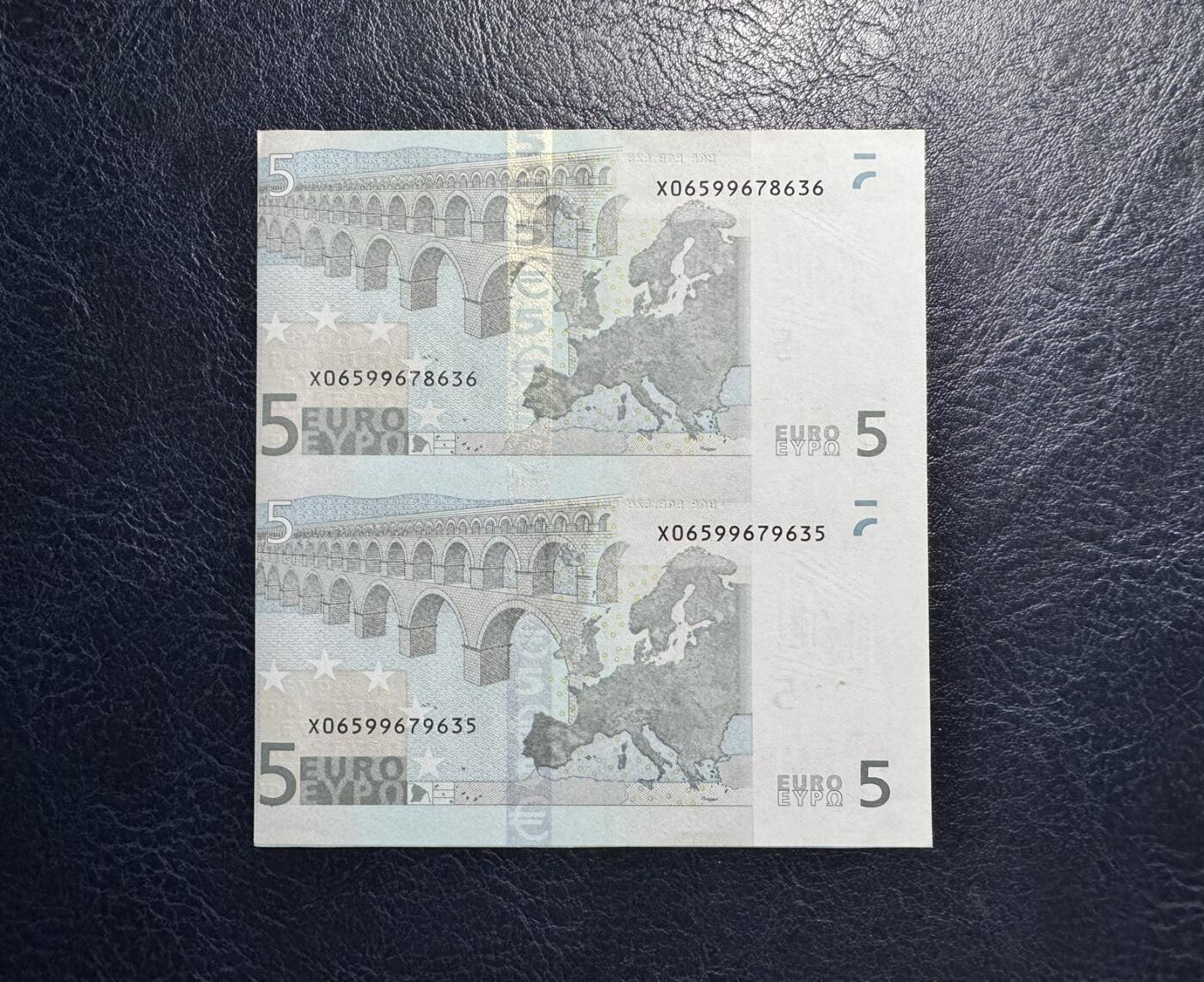 收藏联盟Quantum Auction 第360期拍卖  欧盟德国2002年5欧元两联体第一签名 品相UNC -  号码无4 角有瑕疵