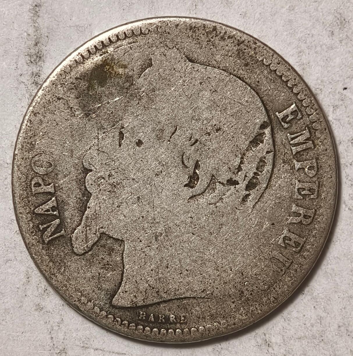 紫瑗钱币——第384期拍卖 法国 1868年 拿破仑三世 1法郎 5克 0.835银