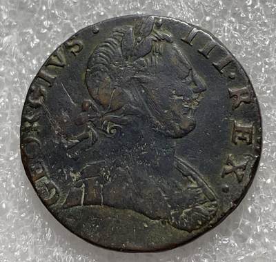 文馨钱币收藏第 146 场，满六件包邮 - 1771 年英国乔治三世古铜币，细节好，味道足
