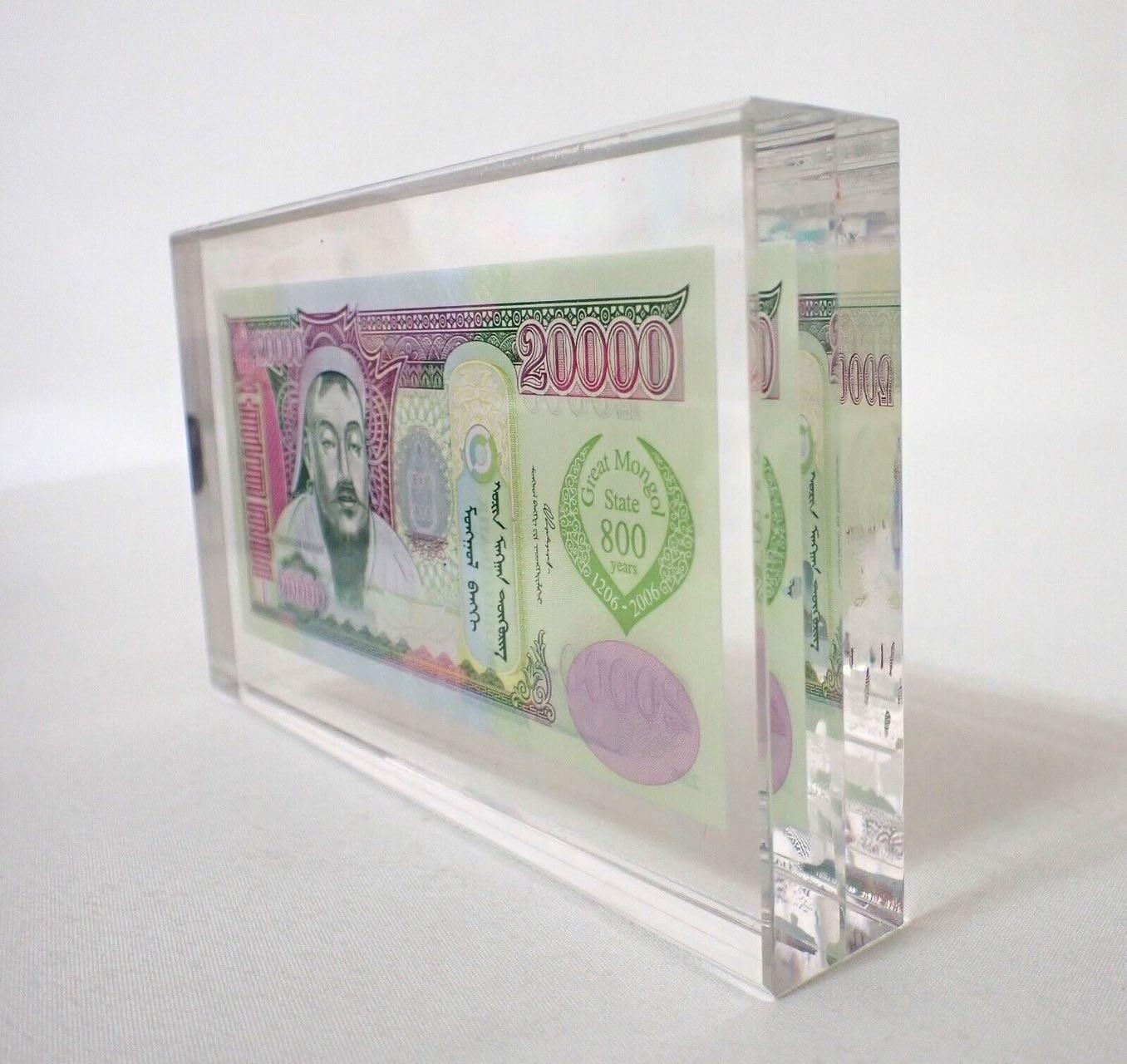收藏联盟Quantum Auction 第361期拍卖  蒙古2006年20000图格利特帝国800周年纪念钞亚克力塑封 品相全新无瑕疵 限量发行1000枚 该枚为0796号