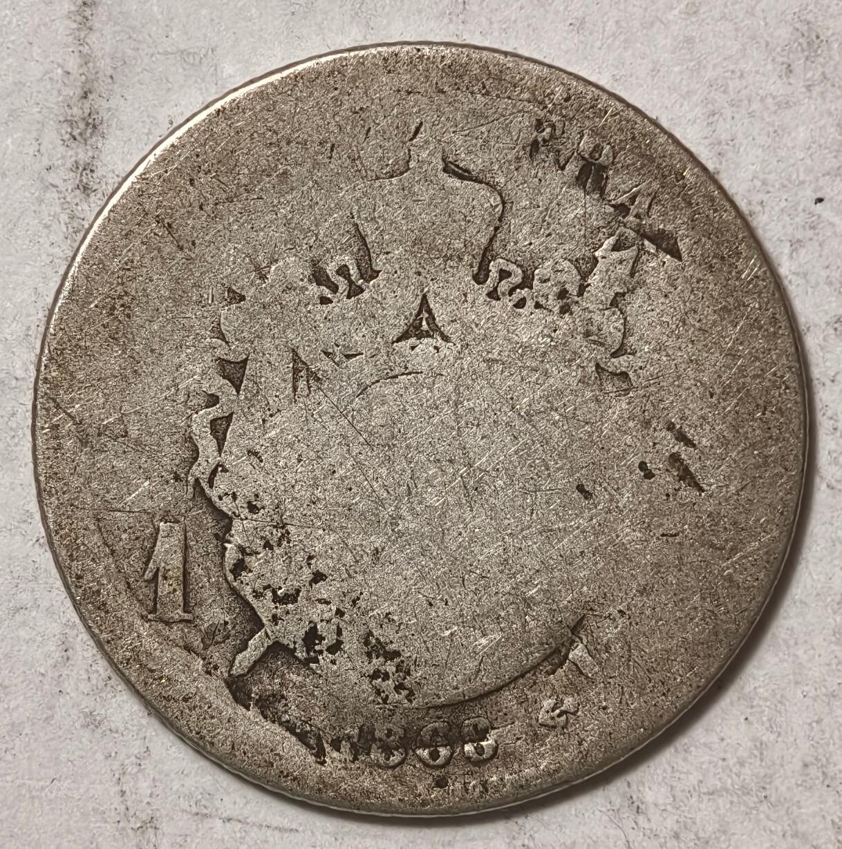 紫瑗钱币——第384期拍卖 法国 1868年 拿破仑三世 1法郎 5克 0.835银