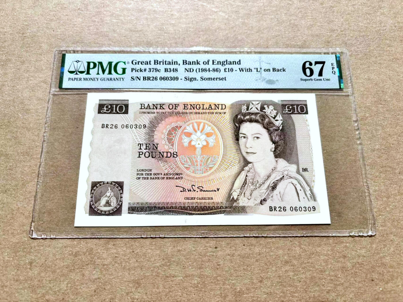 【Blue Auction】✨世界纸币精拍第504期【精】 【无47】英国 D序列 1984-86年10镑 PMG67EPQ 高分