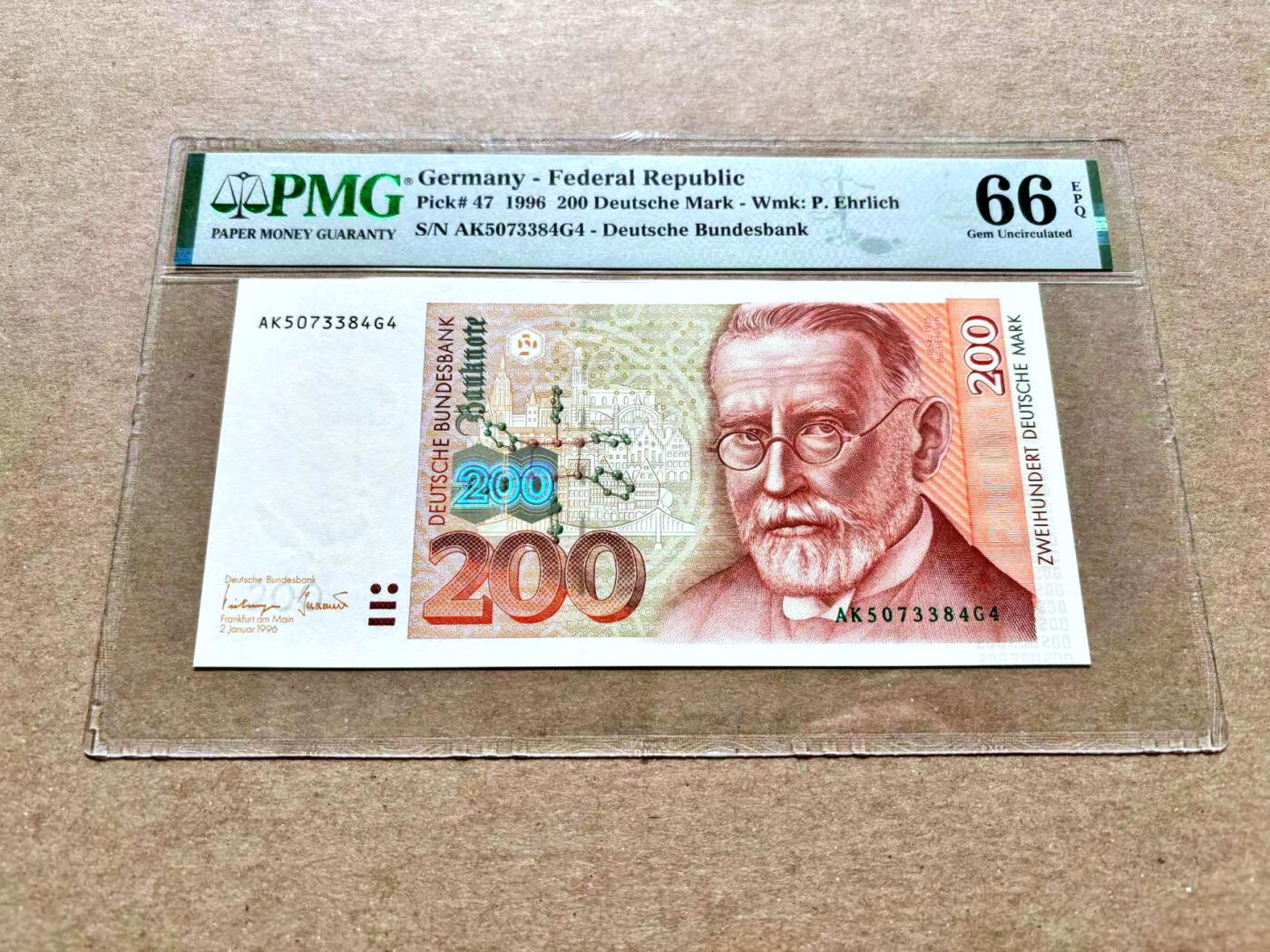 【Blue Auction】✨世界纸币精拍第504期【精】 德国 1996年200马克 PMG66EPQ 