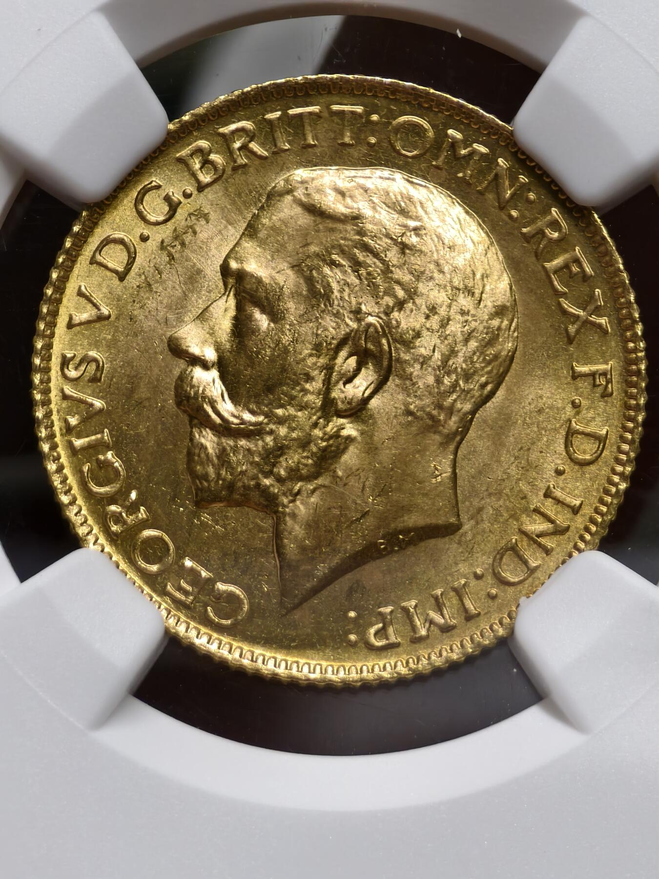 NGC-MS65英国1925年乔治五世索维林金币- 金质的欧罗巴- 金质的欧罗巴