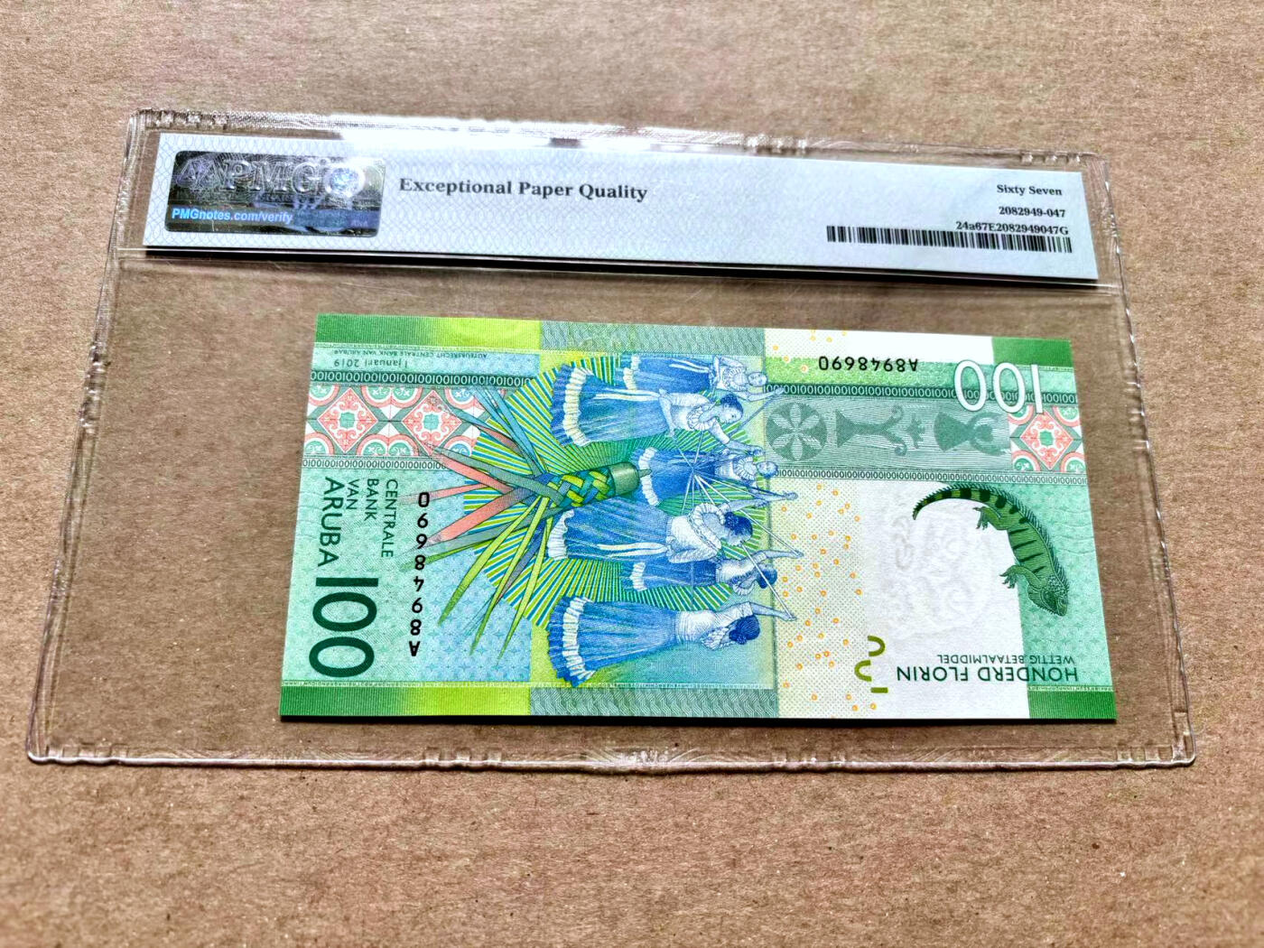 【Blue Auction】✨世界纸币精拍第504期【精】 【获奖钞】阿鲁巴 2019年100弗罗林 大蜥蜴 PMG67EPQ 高分