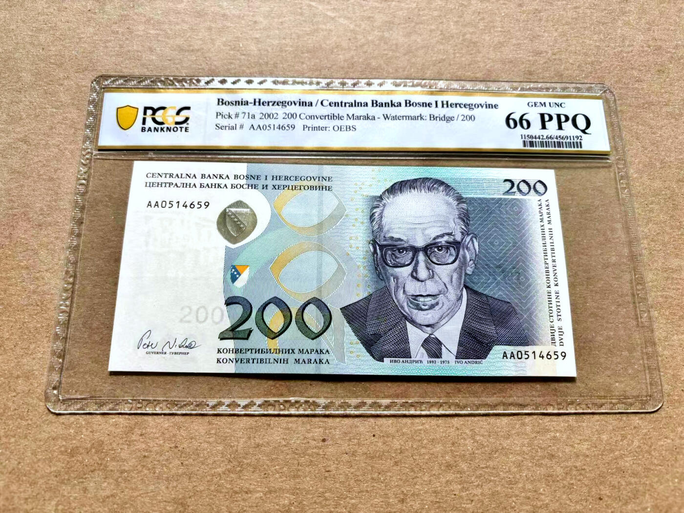 【Blue Auction】✨世界纸币精拍第504期【精】 【AA】波黑 2002年200马克 PCGS66EPQ 