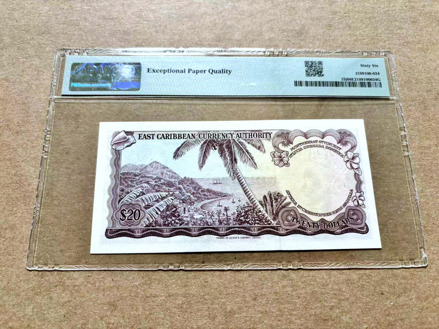 【Blue Auction】✨世界纸币精拍第504期【精】 东加勒比 1965年20元 戎装女王 PMG66EPQ 格林纳达版