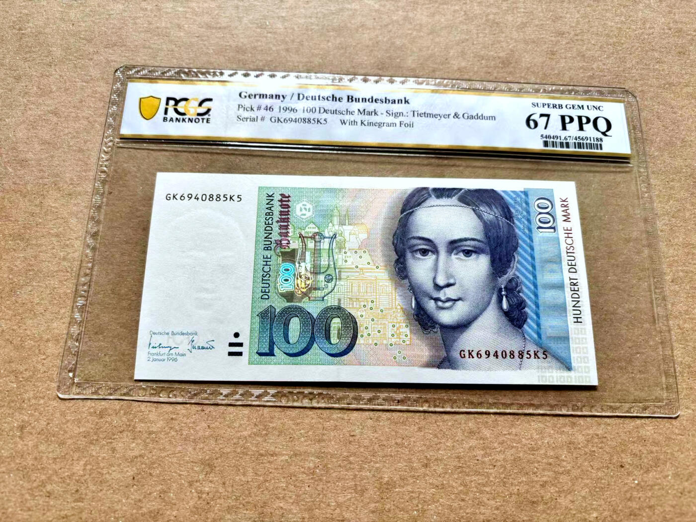 【Blue Auction】✨世界纸币精拍第504期【精】 德国 1996年100马克 克拉拉 PCGS67EPQ