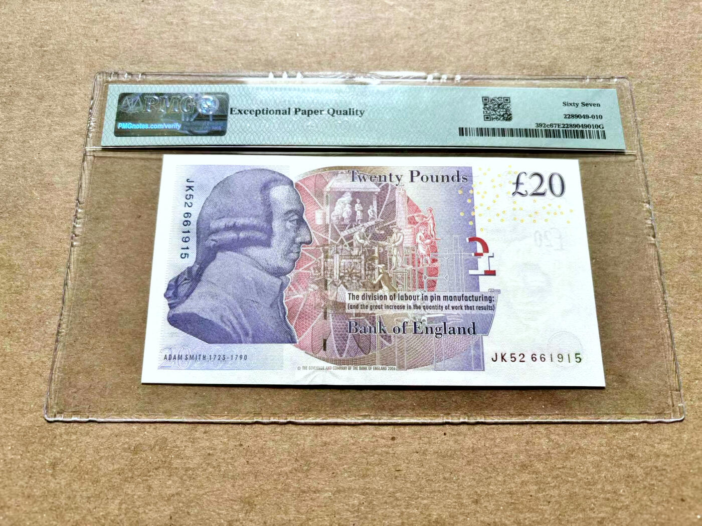 【Blue Auction】✨世界纸币精拍第504期【精】 【无47】英国 2015年20镑 PMG67EPQ 高分