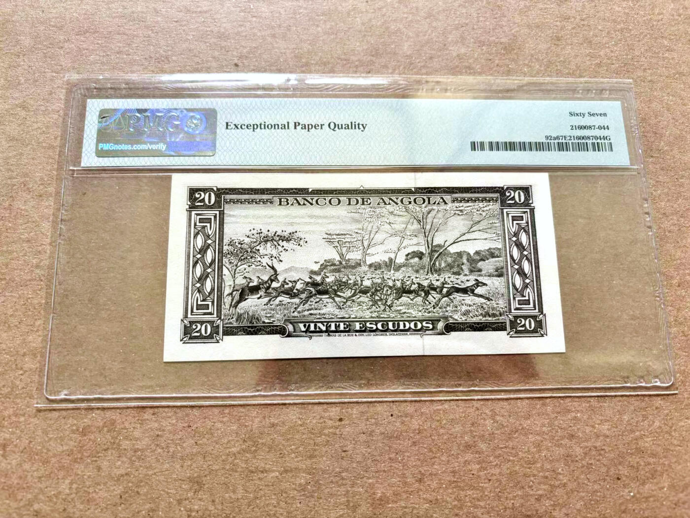 【Blue Auction】✨世界纸币精拍第504期【精】 【无47】安哥拉 1962年20埃斯库多 PMG67EPQ 高分 背面动物群