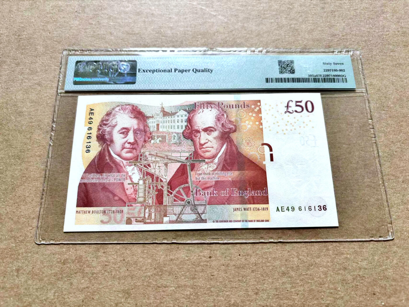 【Blue Auction】✨世界纸币精拍第504期【精】 【无47】英国 2011年50镑 PMG67EPQ 高分