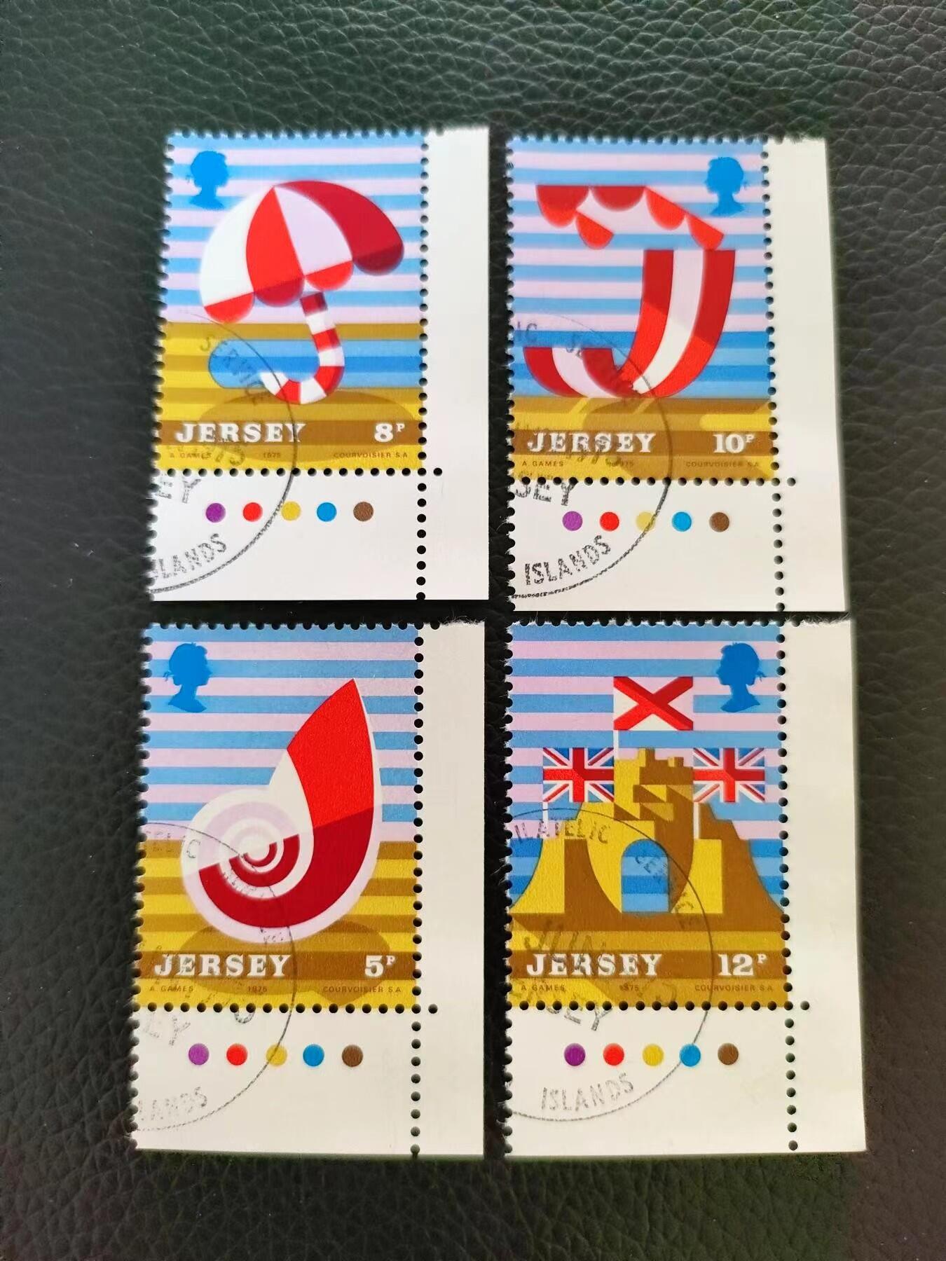 （40）泽西岛1975年  沙滩旅游 国旗 销票