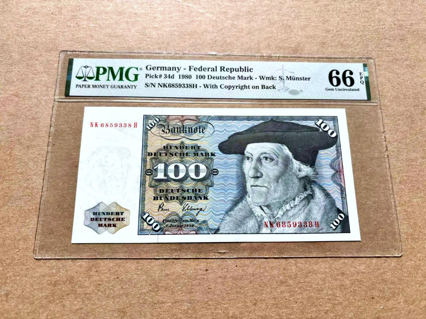 【Blue Auction】✨世界纸币精拍第504期【精】 【无47】德国 1980年100马克 明斯特 PMG66EPQ 