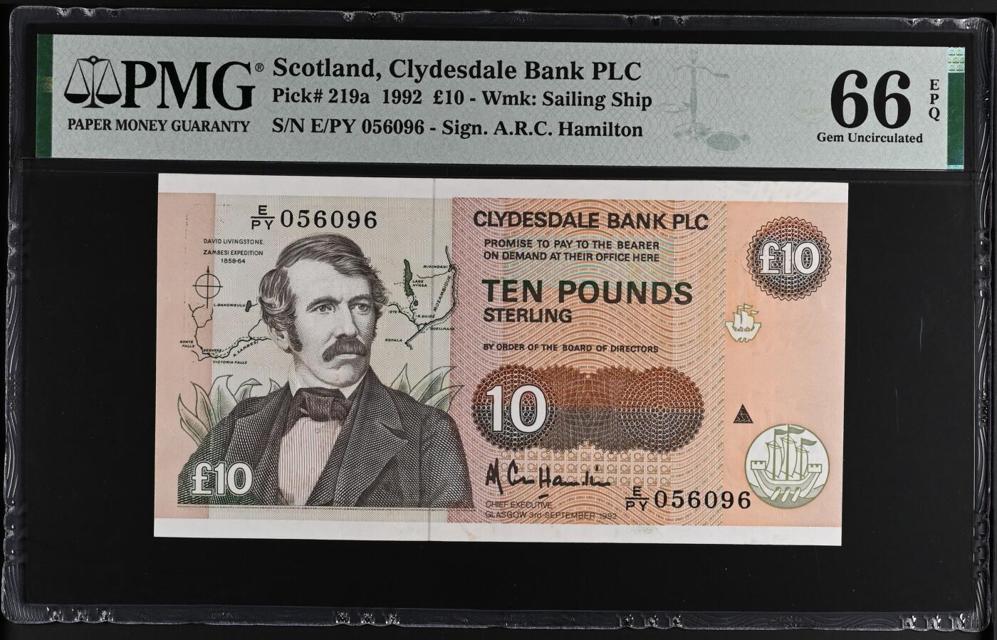 【Blue Auction】✨世界纸币精拍第504期【精】 【无47】苏格兰 1992年10镑 PMG66EPQ 
