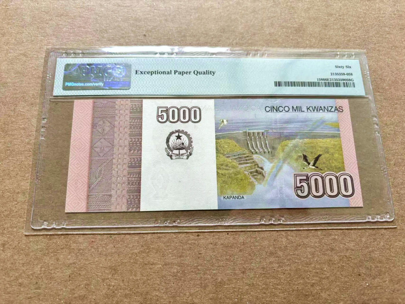 【Blue Auction】✨世界纸币精拍第504期【精】 【无47】安哥拉 2012年5000科瓦查 PMG66EPQ 