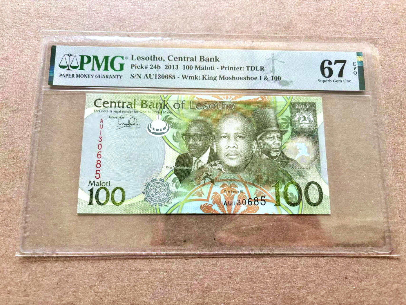【Blue Auction】✨世界纸币精拍第504期【精】 【无47】莱索托 2013年100马洛提 PMG67EPQ 高分 