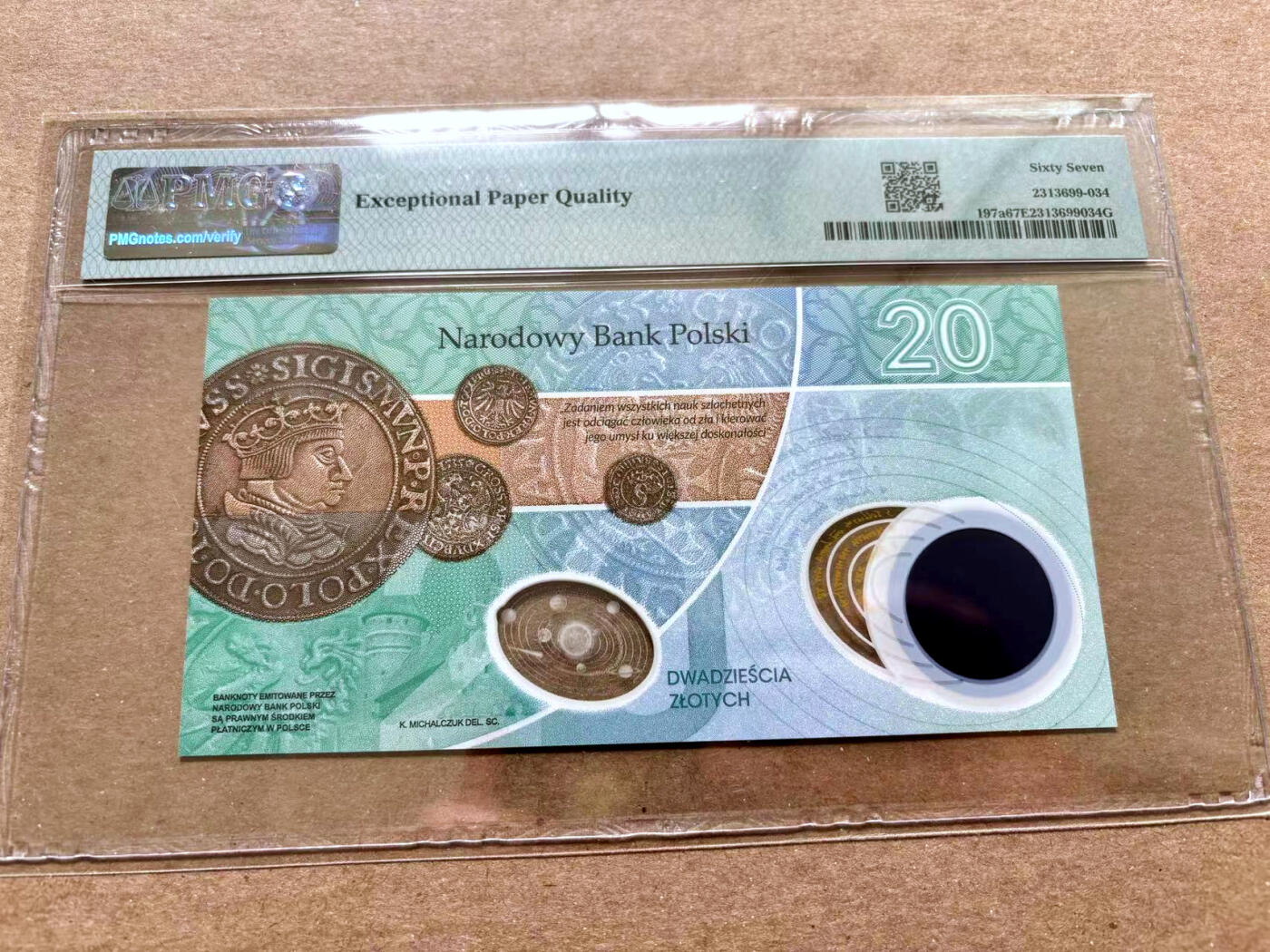 【Blue Auction】✨世界纸币精拍第504期【精】 【千位小号无47】波兰 2023年20兹罗提 哥白尼纪念钞 PMG67EPQ 高分