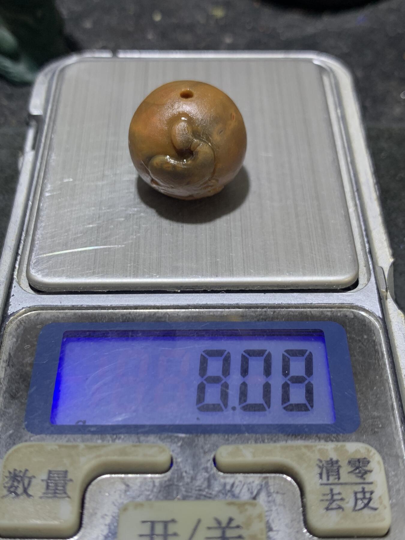 精美亚光战国红玛瑙手工俏色巧雕得道成佛意境珠一颗