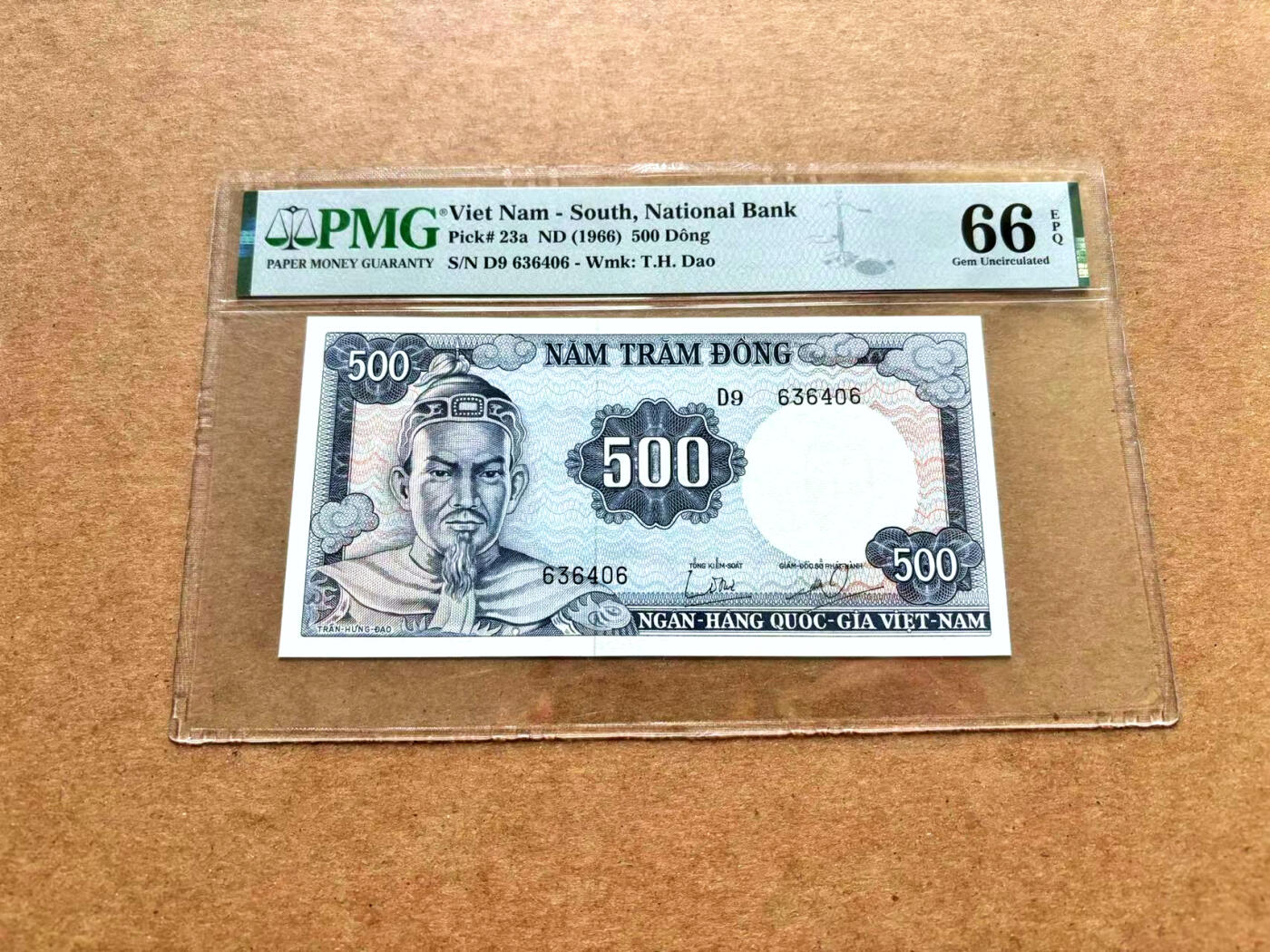 【Blue Auction】✨世界纸币精拍第504期【精】 南越 1966年500盾 PMG66EPQ 设计精美 高分少见 