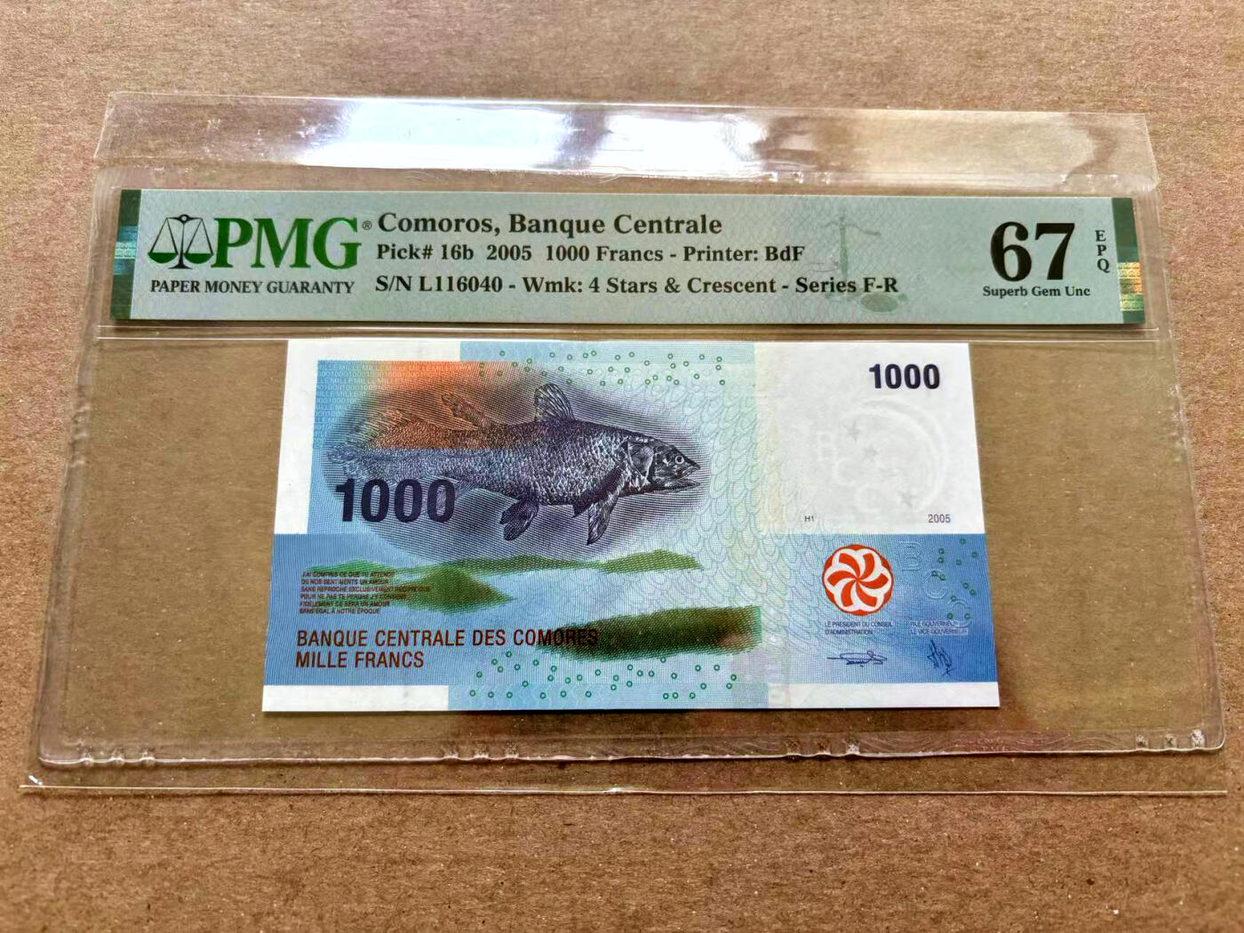 【Blue Auction】✨世界纸币精拍第504期【精】 【获奖钞】科摩罗 2005年1000法郎 PMG67EPQ 高分