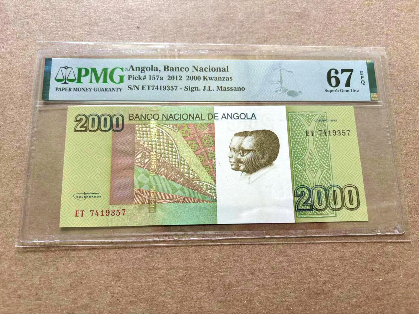 【Blue Auction】✨世界纸币精拍第504期【精】 安哥拉 2012年2000科瓦查 PMG67EPQ 高分 