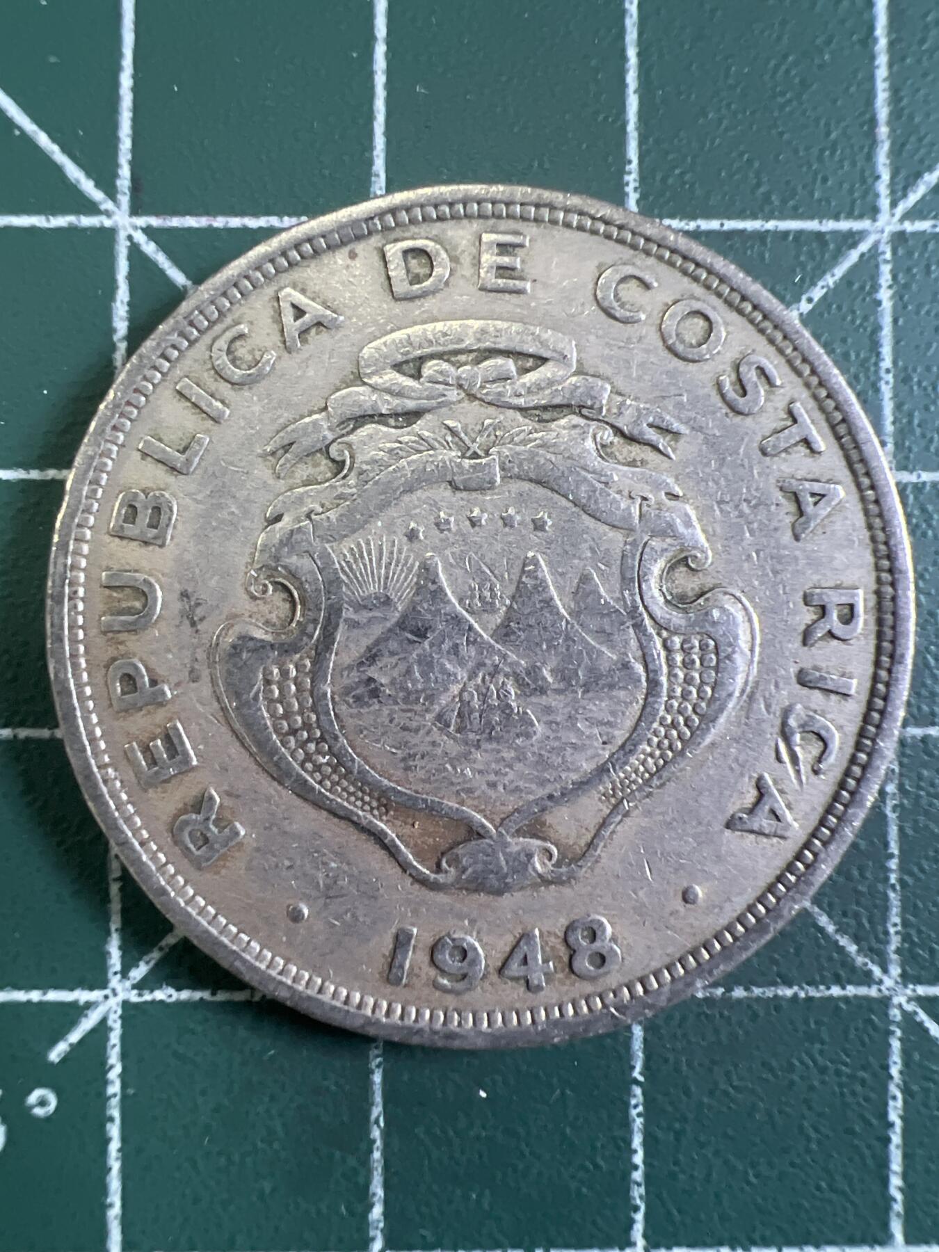 第655期 硬币场 （无押金，捡漏，全场50包邮，偏远地区除外，接收代拍业务，本店十天发一次货） 哥斯达黎加2克朗 1948年