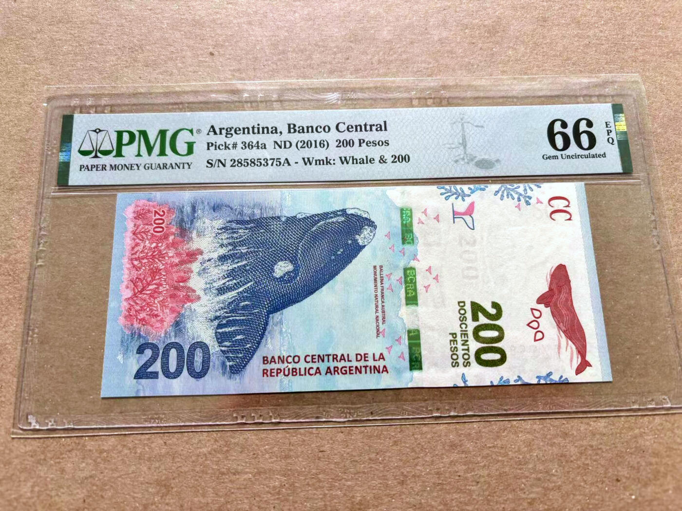 【Blue Auction】✨世界纸币精拍第504期【精】 阿根廷 2016年200比索 PMG66EPQ 