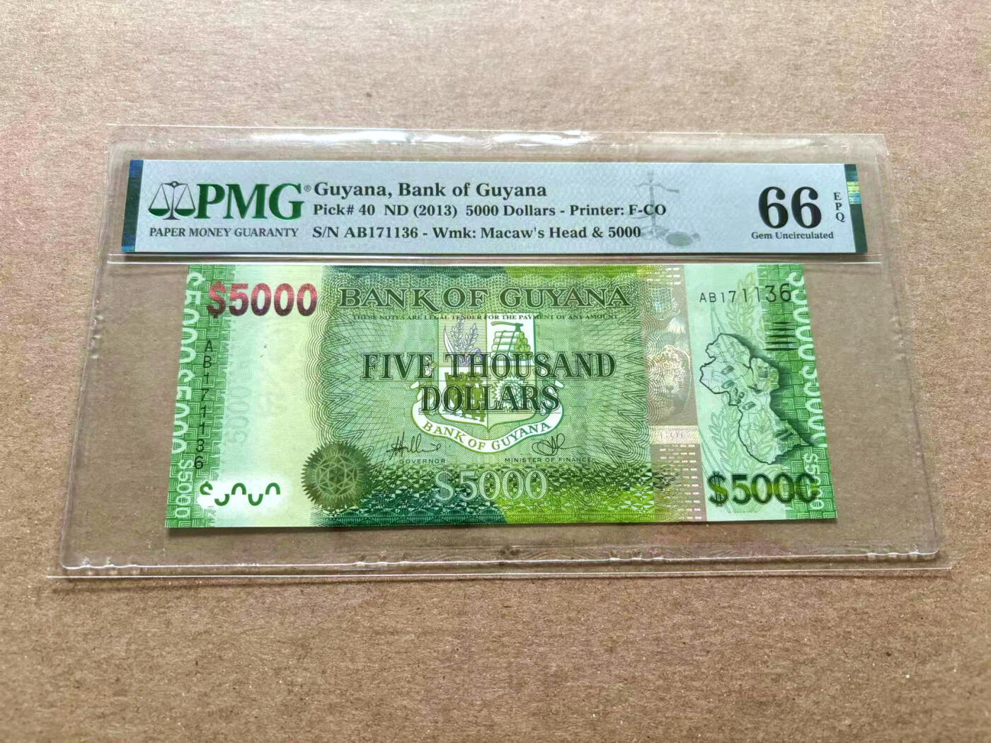 【Blue Auction】✨世界纸币精拍第504期【精】 圭亚那 2013年5000元 PMG66EPQ 