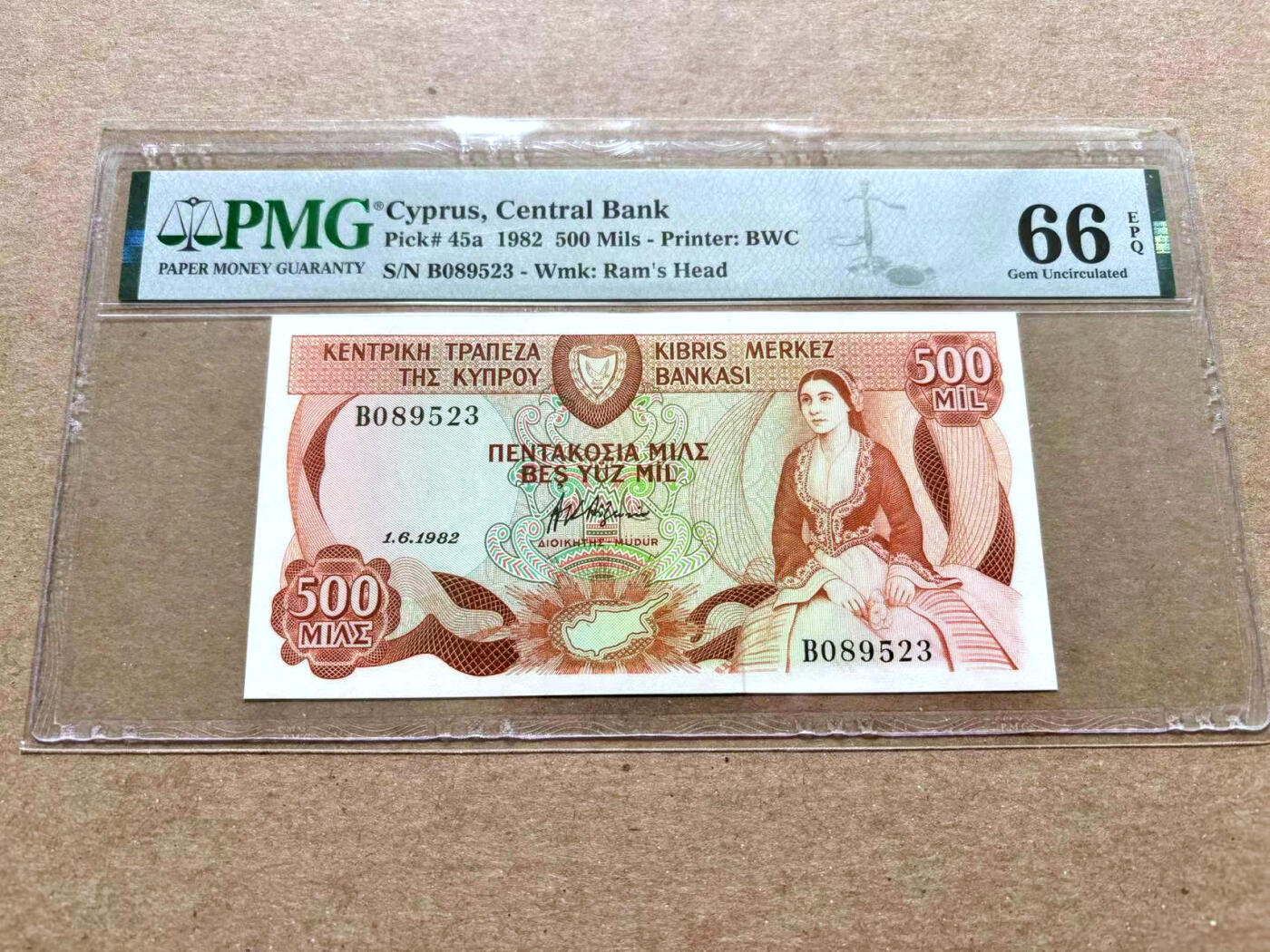 【Blue Auction】✨世界纸币精拍第504期【精】 【无47】塞浦路斯 1982年500米尔 PMG66EPQ 