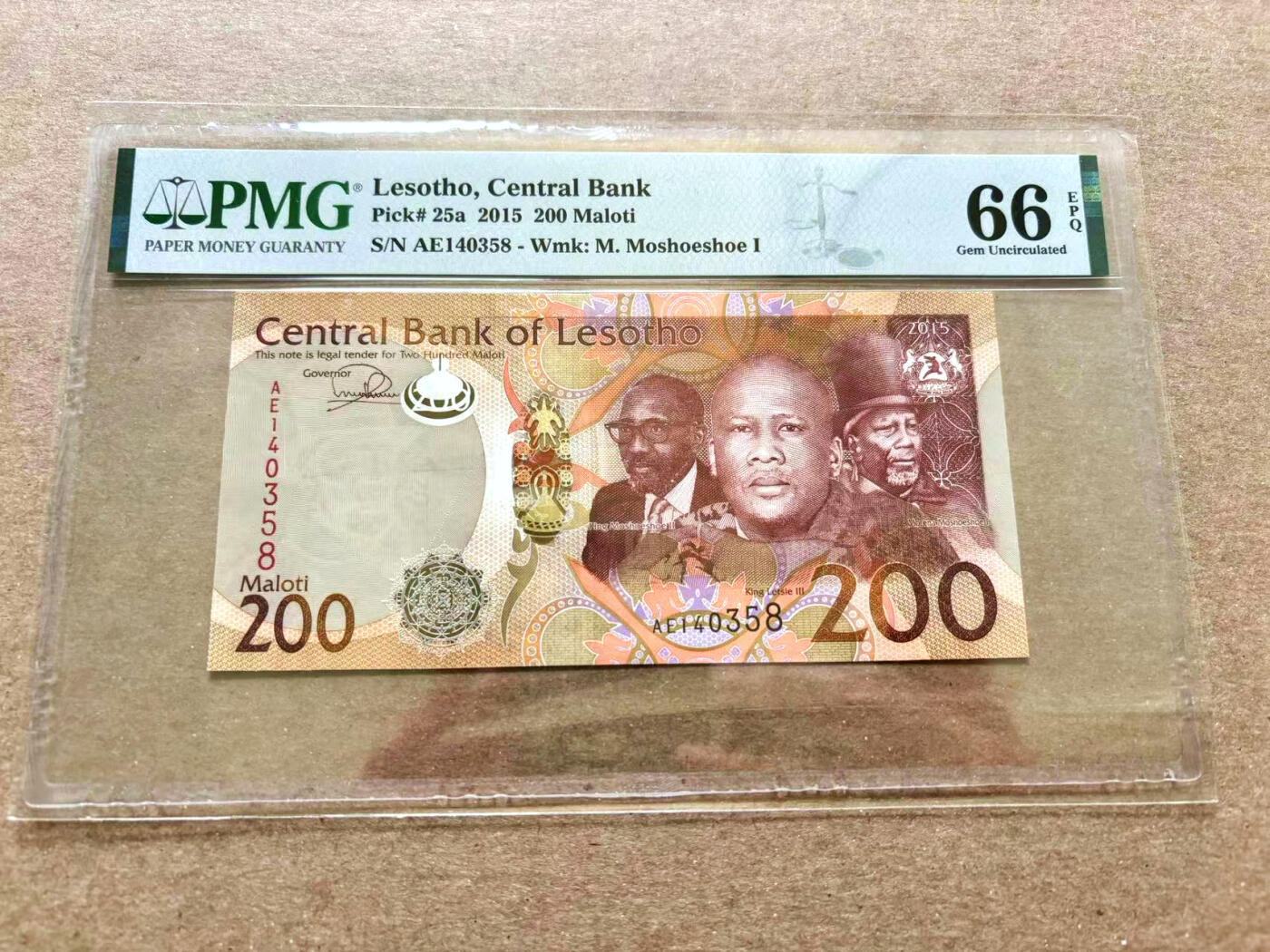 【Blue Auction】✨世界纸币精拍第504期【精】 莱索托 2015年200马洛提 PMG66EPQ 