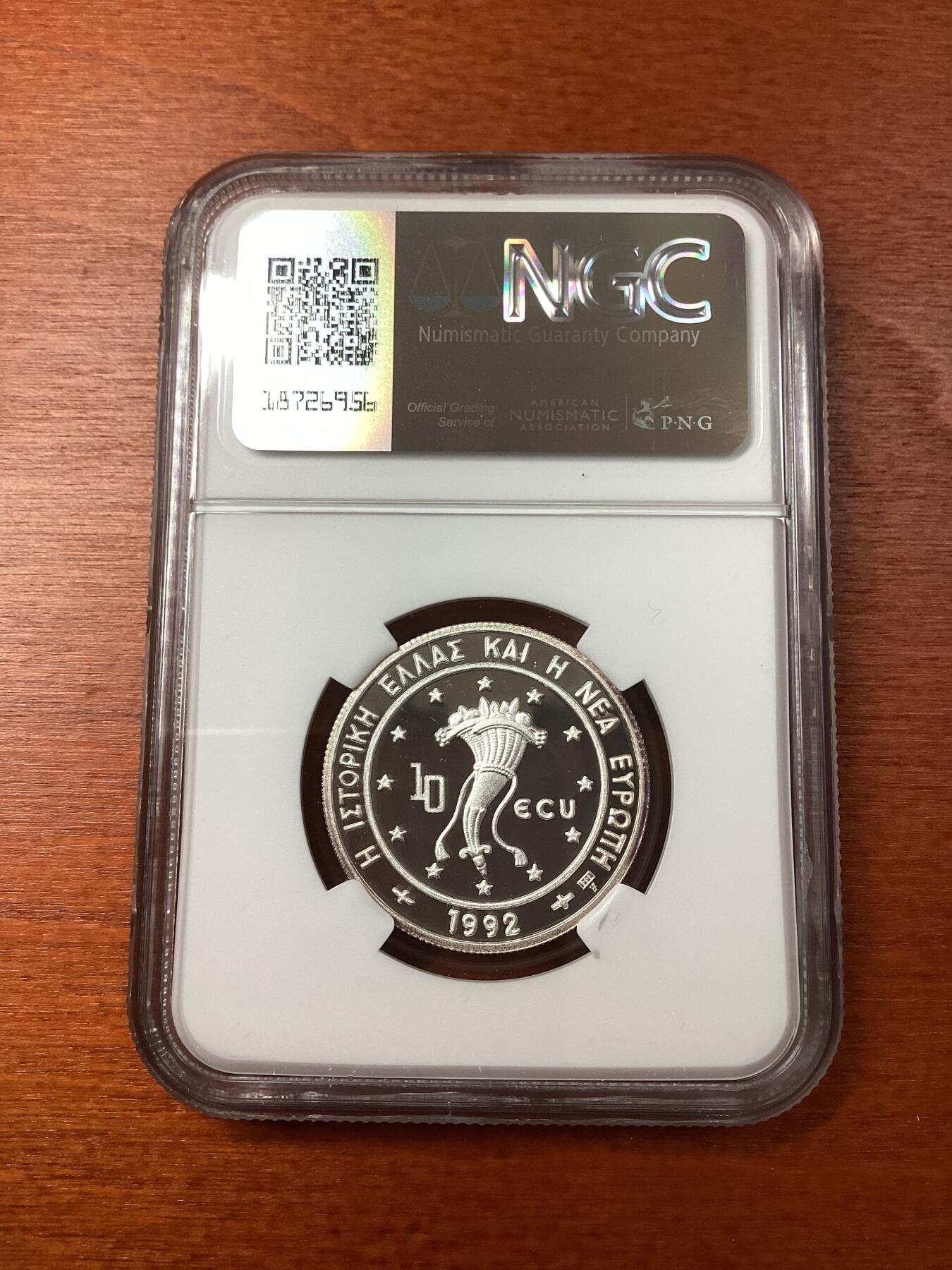 长老汇龙年精选第八场拍卖 1992 希腊飞马10欧元精制银币，NGC PF69UC，发行量2000枚，唯一记录