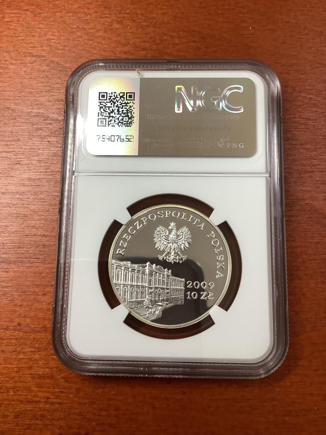 长老汇龙年精选第八场拍卖 2009MW 波兰中央银行10兹罗提精制银币，NGC PF69UC
