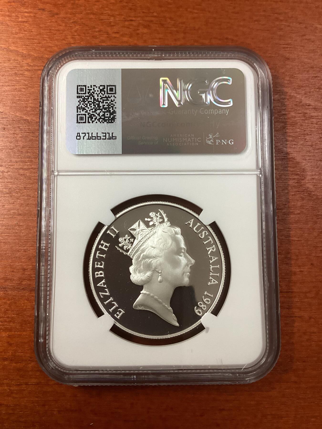 长老汇龙年精选第八场拍卖 1989 澳大利亚昆士兰州10澳元精制银币，NGC PF69UC，唯六冠军
