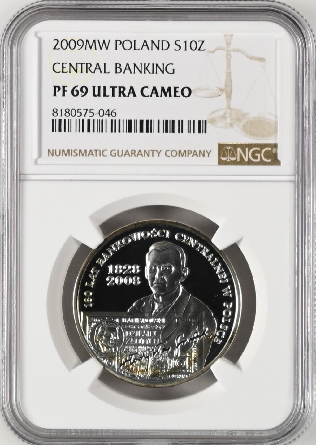 长老汇龙年精选第八场拍卖 2009MW 波兰中央银行10兹罗提精制银币，NGC PF69UC