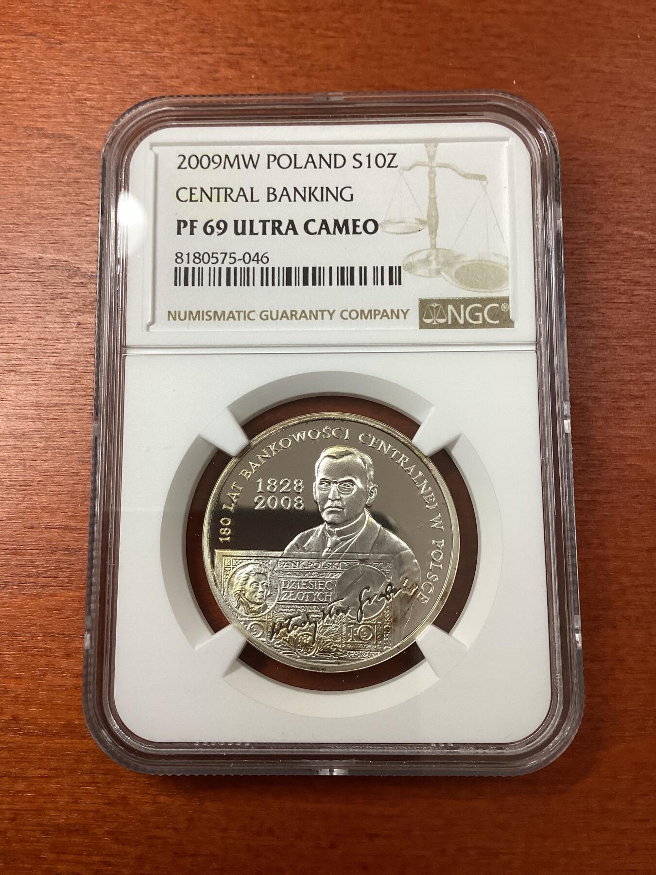 长老汇龙年精选第八场拍卖 2009MW 波兰中央银行10兹罗提精制银币，NGC PF69UC