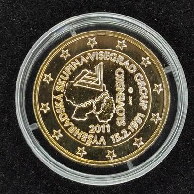 巴斯克收藏第292期 散币专场 7月23/24/25号三场连拍 全场包邮 - 斯洛伐克 2011年 2欧元镀金纪念币 维谢格拉德集团成立20周年纪念