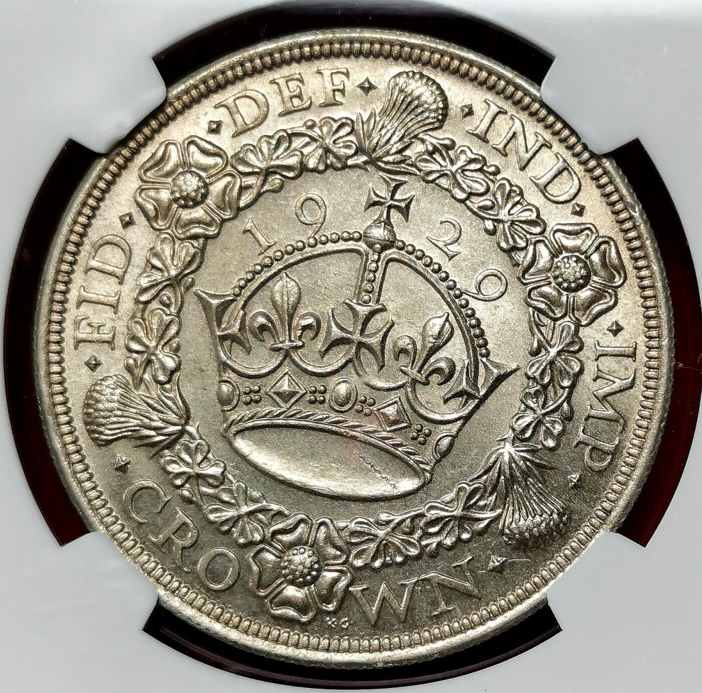 凡希社世界钱币微拍第二百七十六期 荐！1929英国乔五花冠克朗大银NGC-MS62，铸造量仅有4994枚！