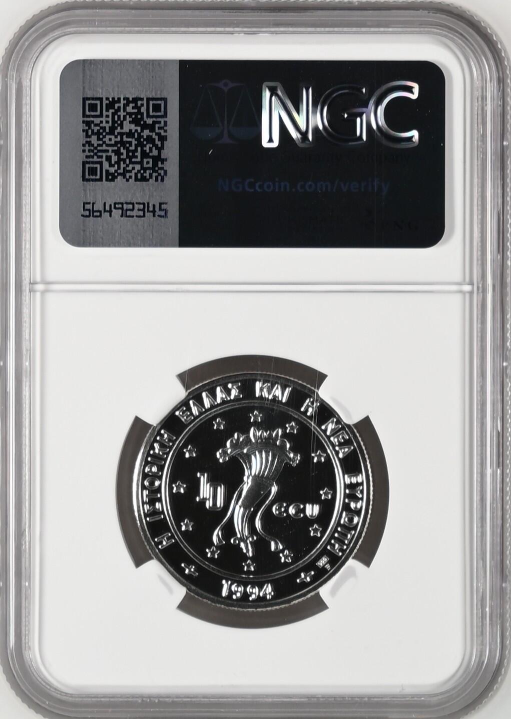 长老汇龙年精选第八场拍卖 1994 希腊帕萨农神庙10欧元精制银币，NGC PF69UC，发行量2000枚，唯一记录