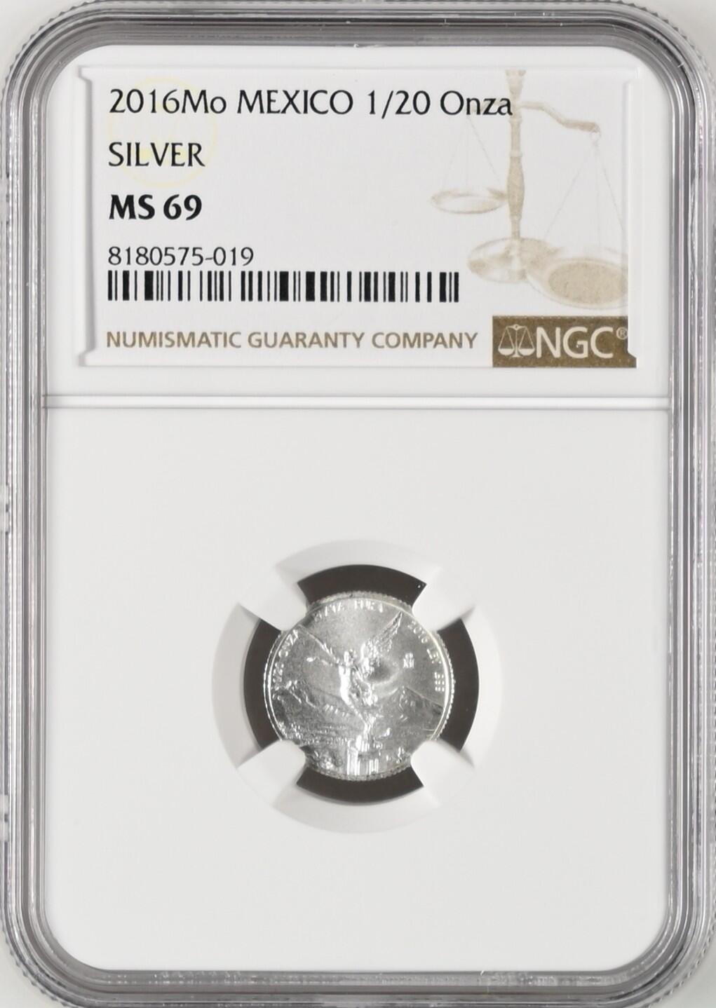 长老汇龙年精选第八场拍卖  2016Mo墨西哥胜利女神1/20盎司银币，NGC MS69