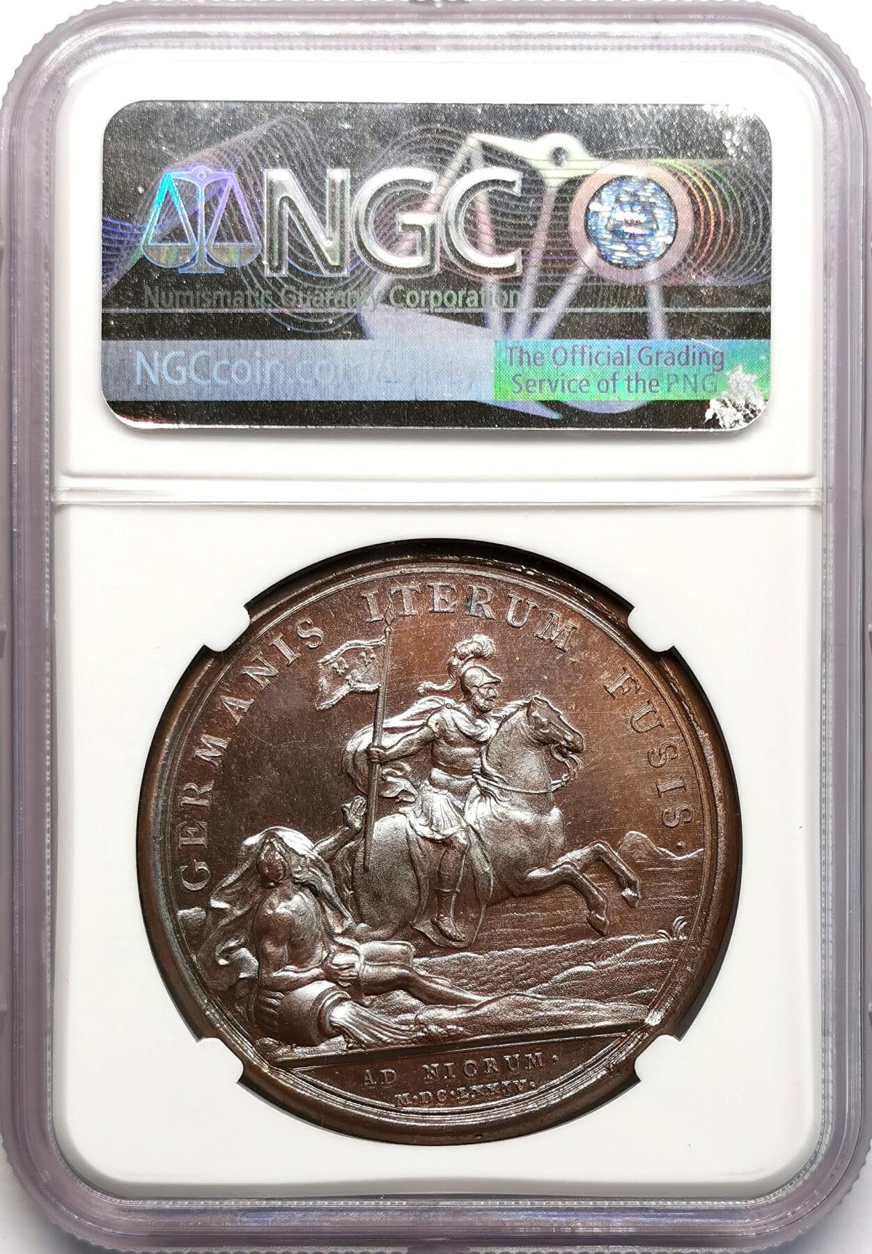 凡希社世界钱币微拍第二百七十六期 1674法国太阳王路易十四拉登堡战役纪念铜章NGC-MS66高分收藏级！