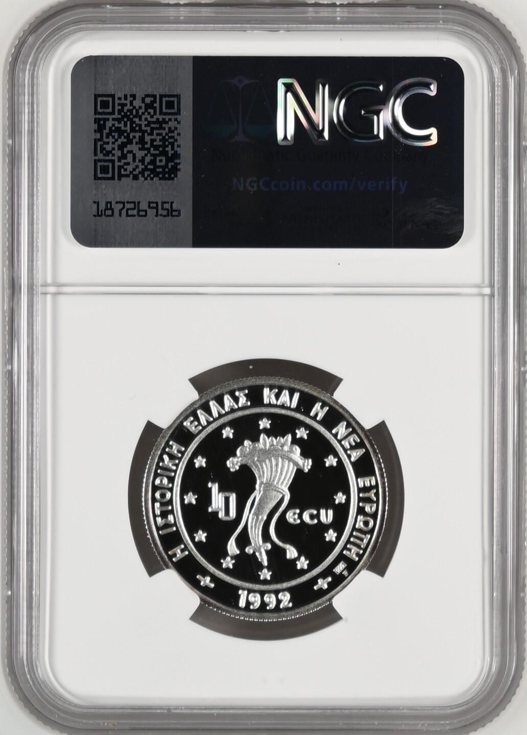 长老汇龙年精选第八场拍卖 1992 希腊飞马10欧元精制银币，NGC PF69UC，发行量2000枚，唯一记录