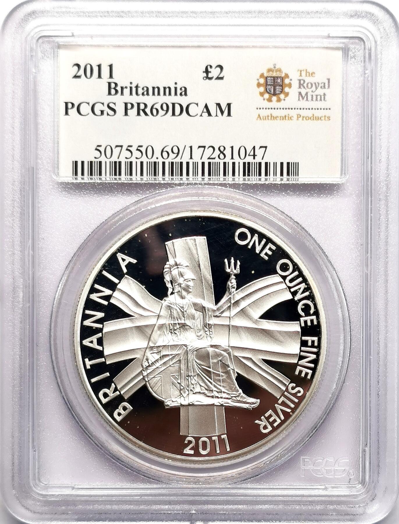凡希社世界钱币微拍第二百七十六期 2011英国不列颠尼亚2镑大银精铸PCGS-PR69DCAM
