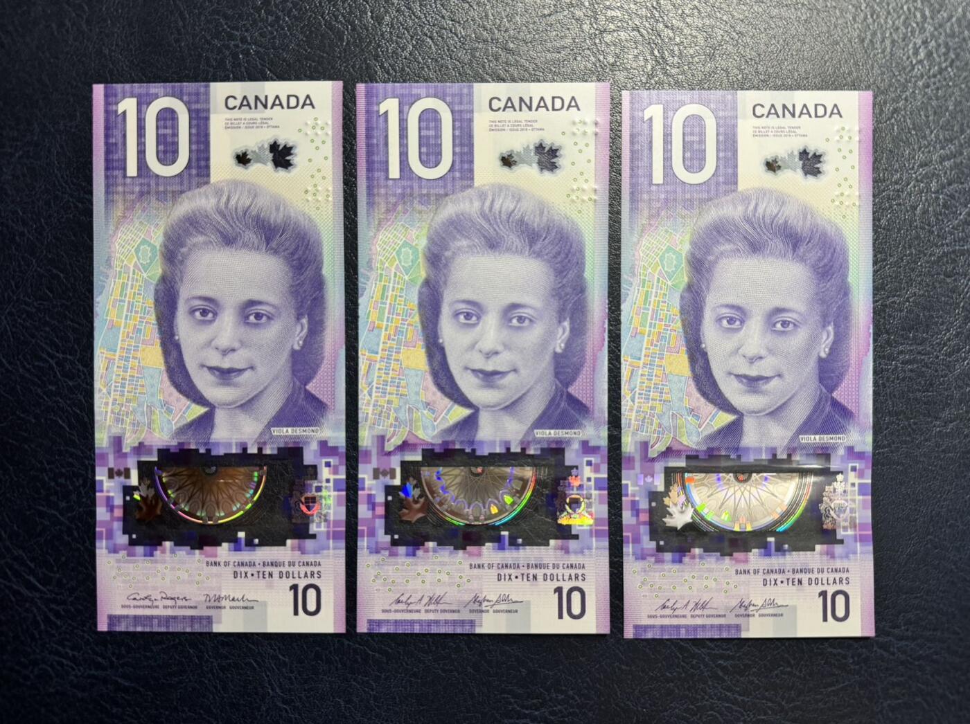 收藏联盟Quantum Auction 第361期拍卖  加拿大2018年10元三张 品相全新UNC 获奖作品