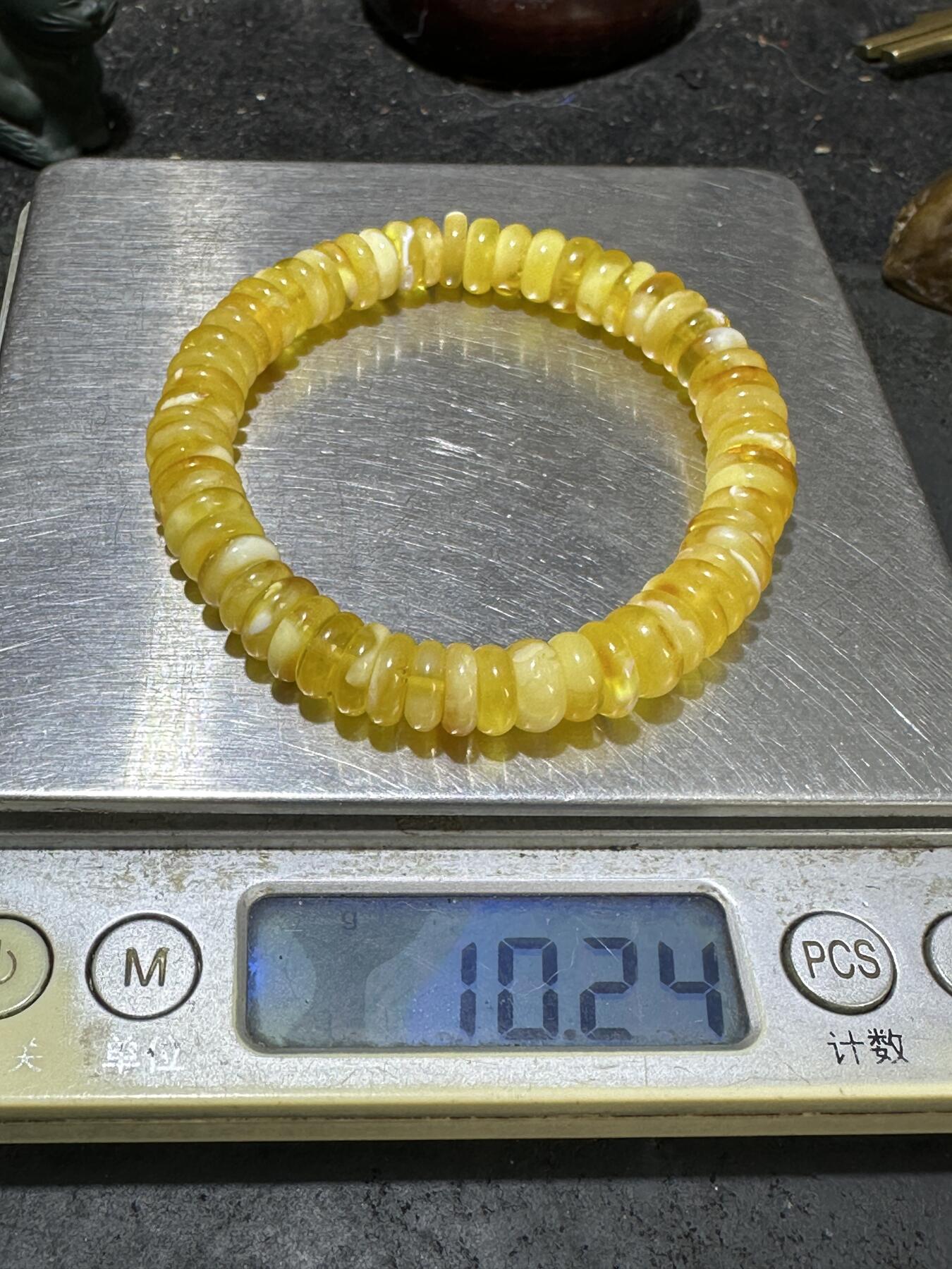 天然乌料蜜蜡隔片手串1条