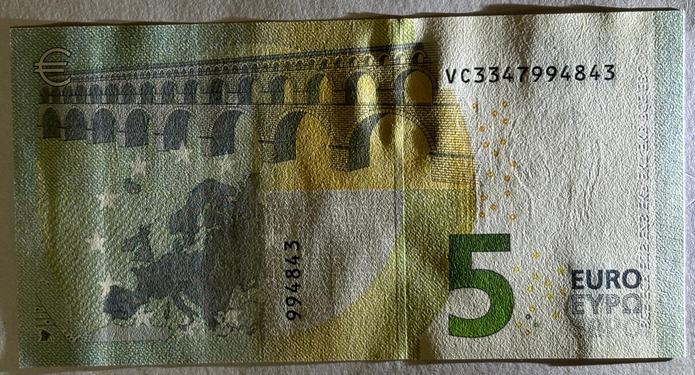 紫瑗钱币——第385期——纸币场 欧元 西班牙 2013年 加尔桥 5欧元 UNC