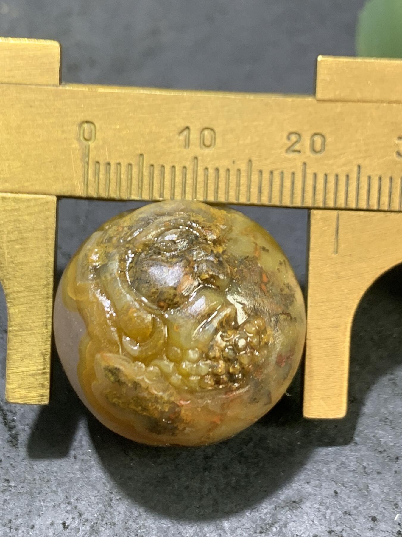 精美亚光高玉化草花纹冰飘糖心料战国红玛瑙手工雕刻达摩祖师圆珠一个